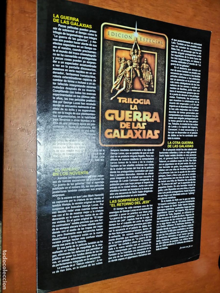 Cine: TRILOG&Iacute;A DE LA GUERRA DE LAS GALAXIAS. INTRODUCCI&Oacute;N M&Aacute;S 3 CARTELES. A4. COLOR. BUEN ESTADO