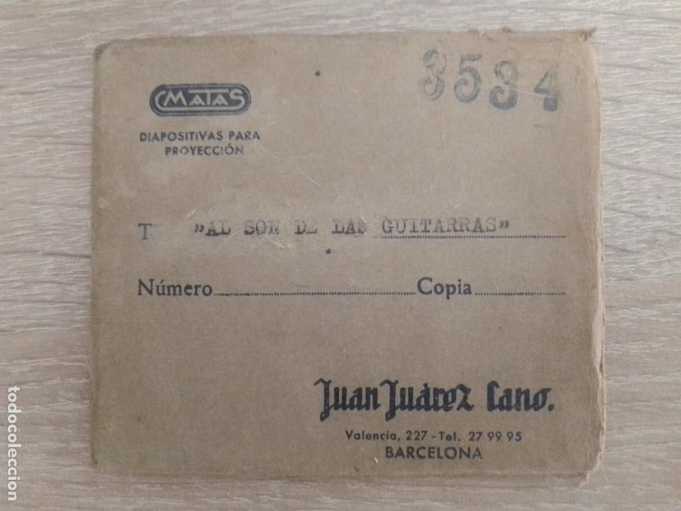 Cine: Cine. Diapositiva para proyecci&oacute;n MATAS, Palma de Mallorca. Pel&iacute;cula Al son de las Guitarras