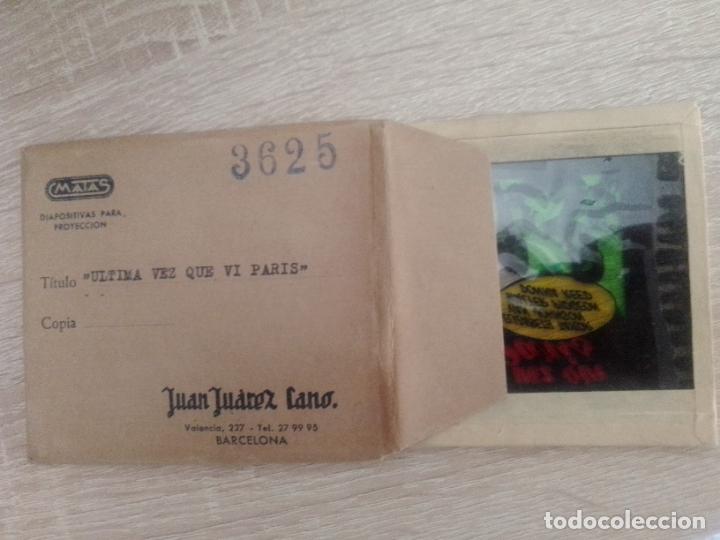 Cine: Cine. Diapositiva para proyecci&oacute;n MATAS, Palma de Mallorca. Pel&iacute;cula Ultima Vez que vi Par&iacute;s