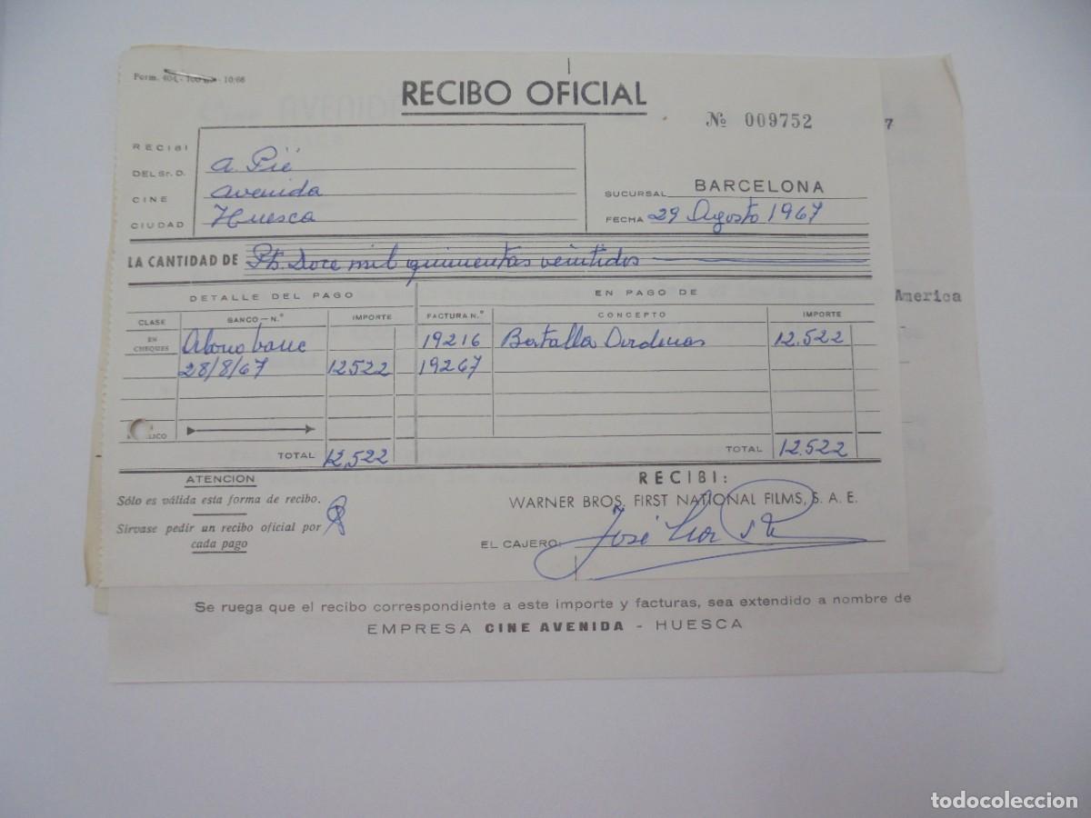 Cinema: HUESCA. CINE AVENIDA. WARNER BROS. 1967. FACTURAS BATALLA DE LAS ARDENAS.
