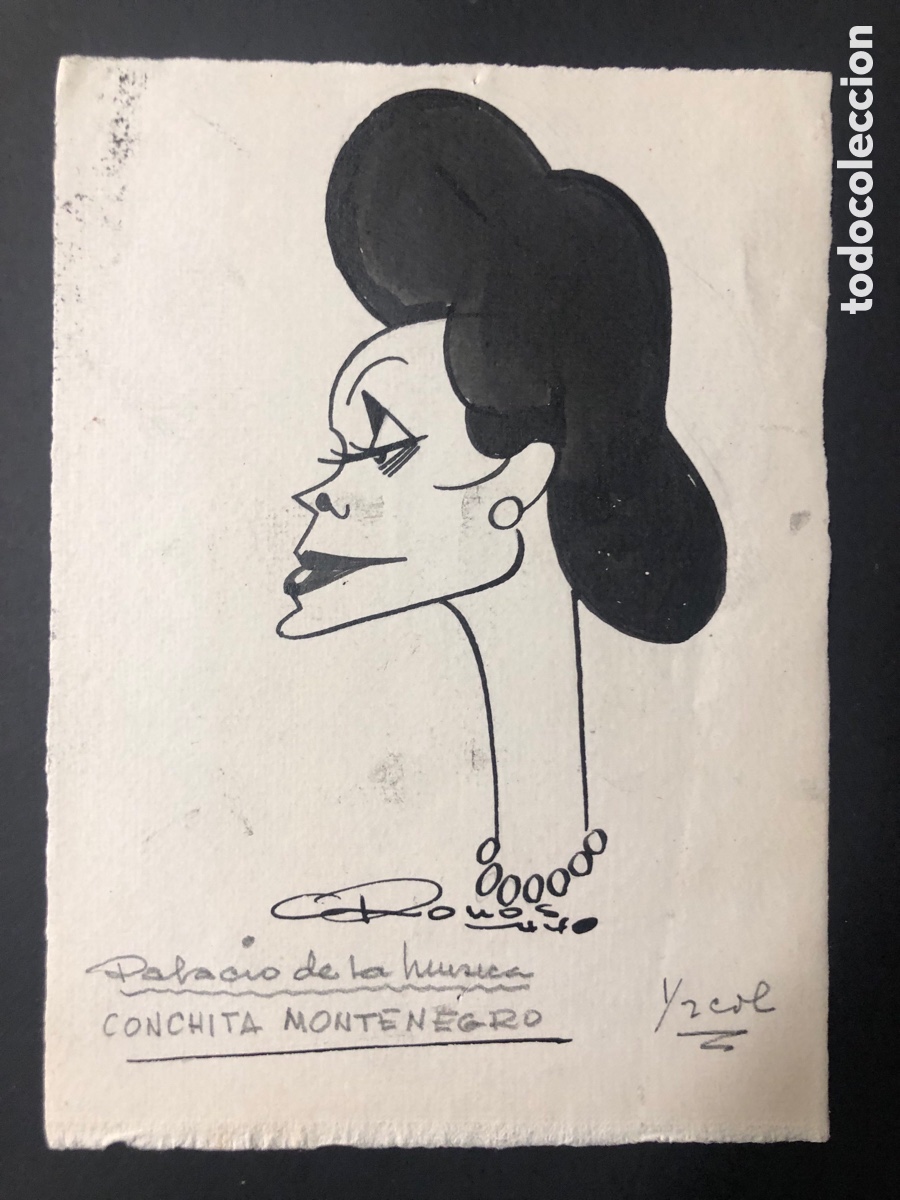 Cinema: Dibujo Caricatura original de Conchita Montenegro firmada por Cronos