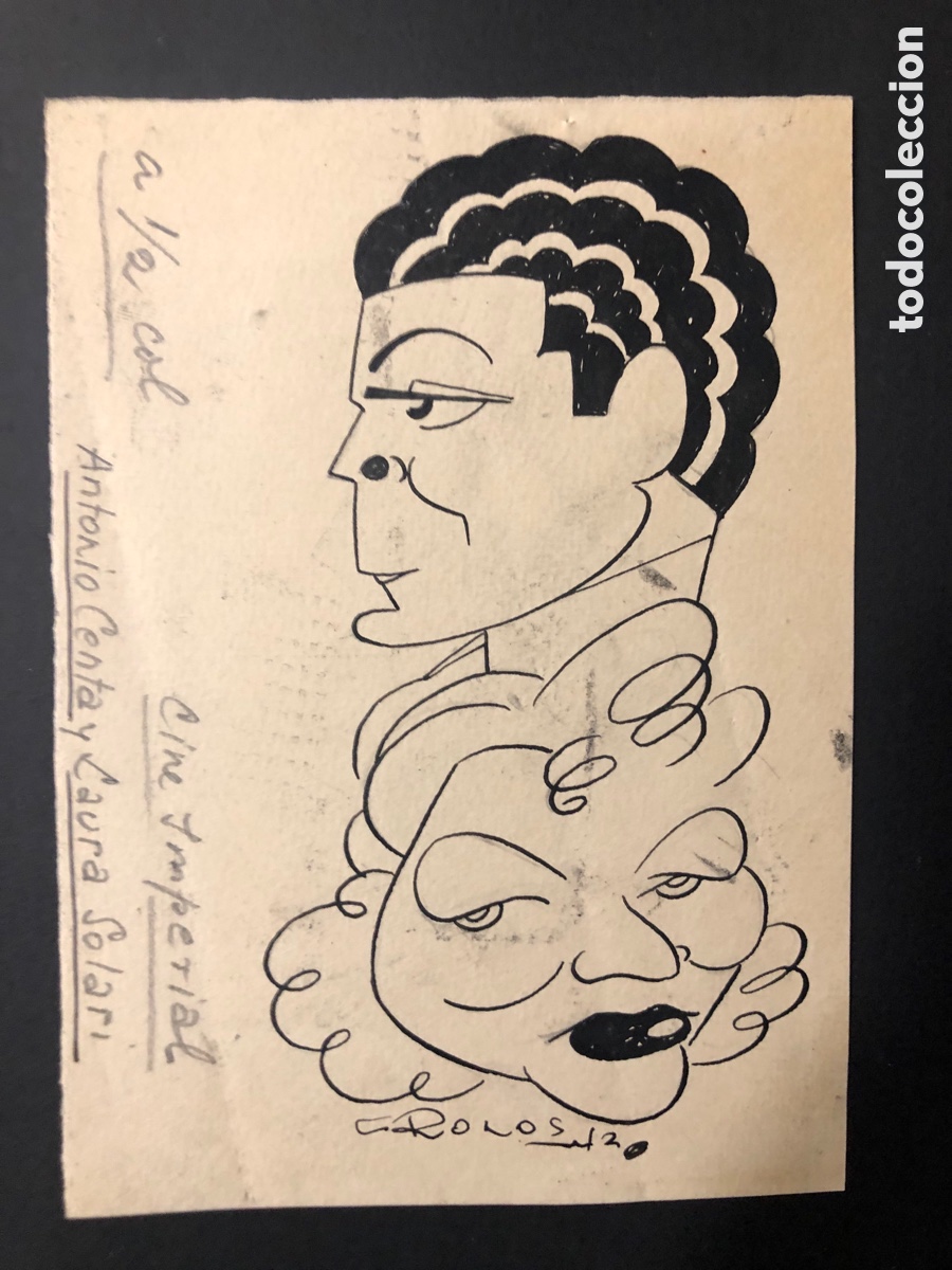 Cinema: Dibujo Caricatura original antonio centa y Laura solari firmado por Cronos