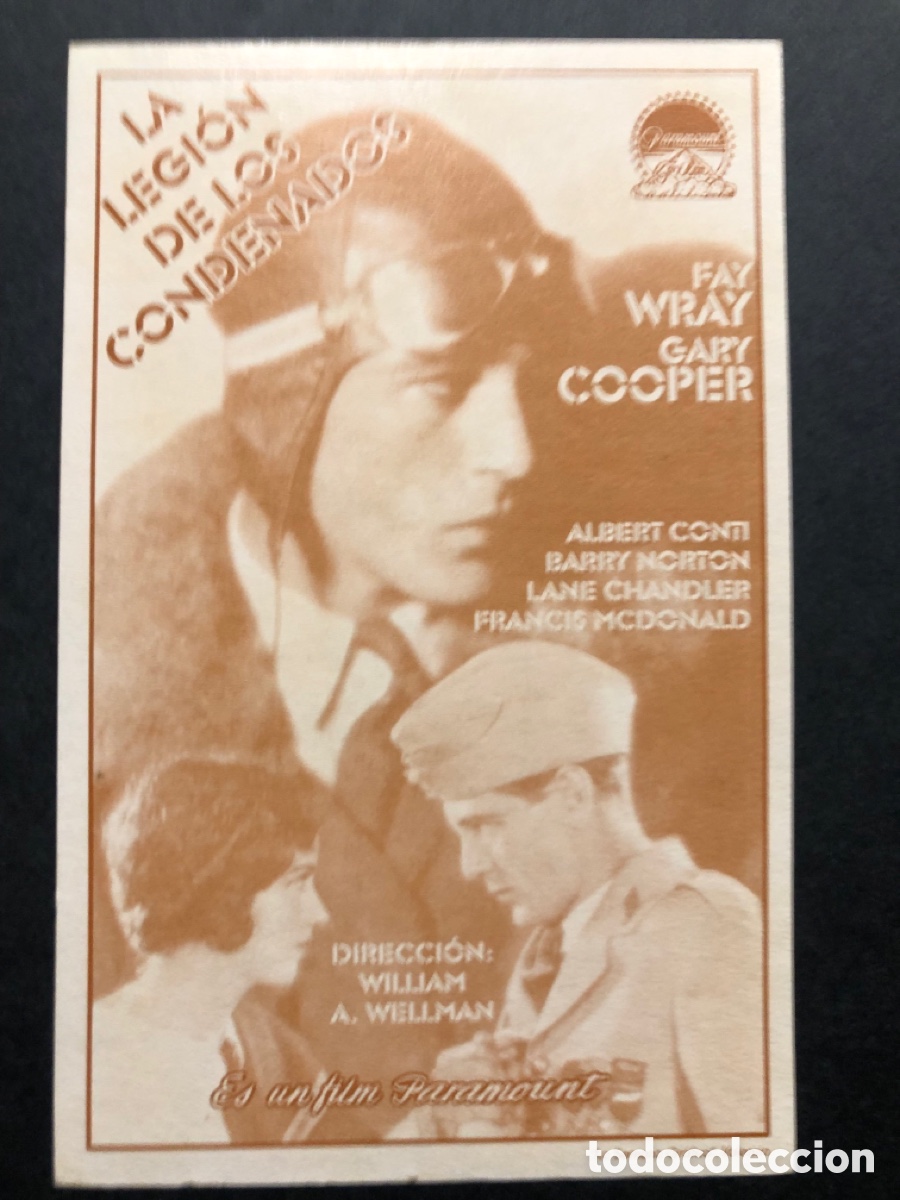 Cine: Programa tarjeta facsimil Gary Cooper la legi&oacute;n de los condenados - Foto 1