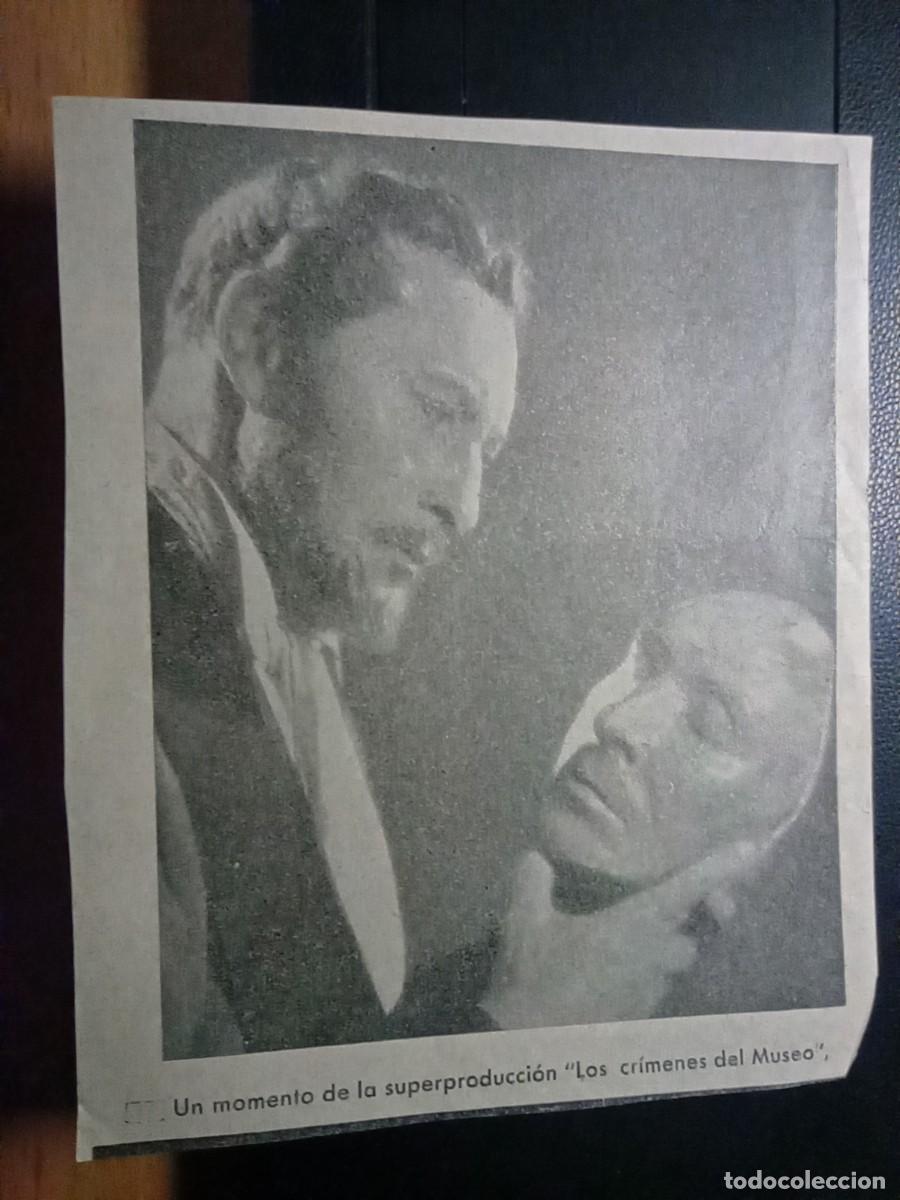 Cine: RECORTE DE REVISTA. FOTOGRAF&Iacute;A DE VINCENT PRICE, PEL&Iacute;CULA LOS CRIMENES DEL MUSEO. 1953. VER FOTOS ++