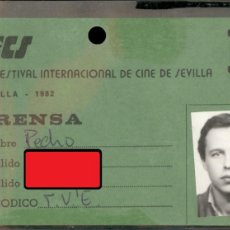 Cine: AÑO 1982 - III FESTIVAL INTERNACIONAL DE CINE DE SEVILLA - CARNET DE PRENSA - DIRECTOR - T.V.E.