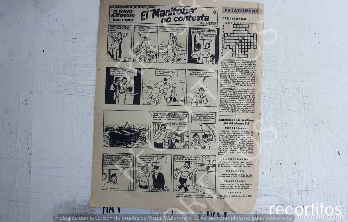 Kino: HERGE LAS AVENTURAS DE JO SETTE Y JOCKO EL RAYO MISTERIOSO 8