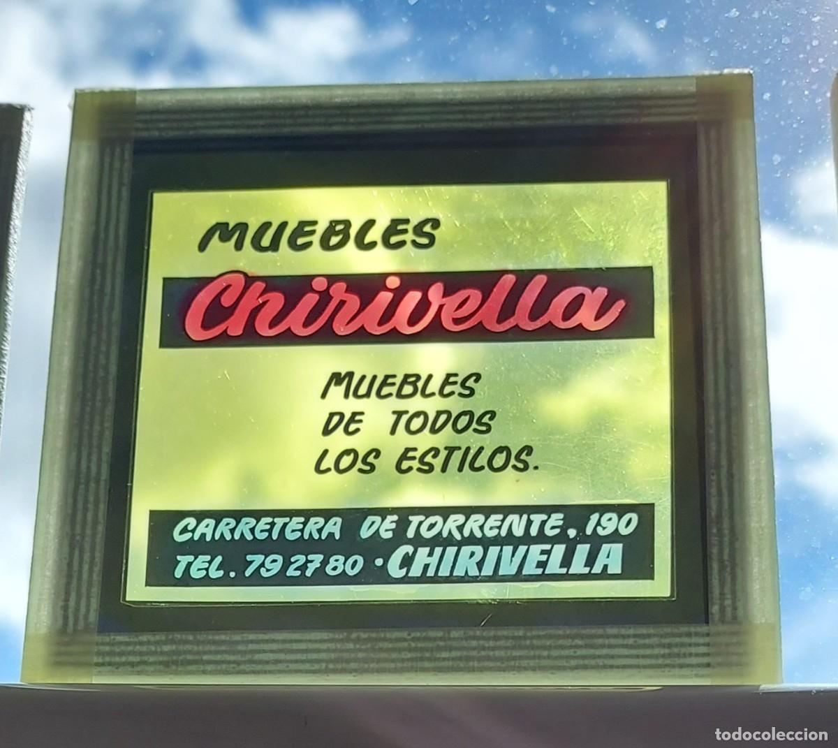 Cine: DIAPOSITIVA PROYECCI&Oacute;N ANUNCIO CRISTAL CINE. MUEBLES CHIRIVELLA. CARRETERA DE TORRENTE. 8cm. x 8cm.
