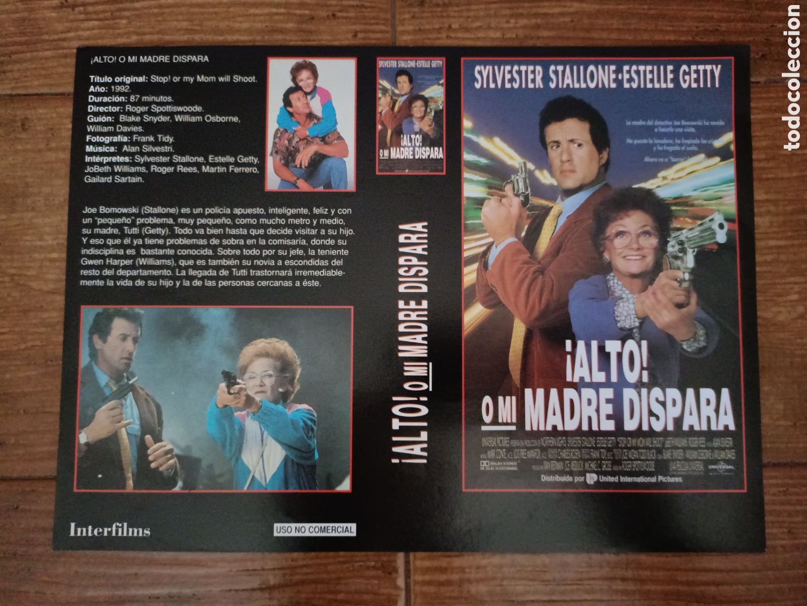 Cine: Car&aacute;tula Interfilms VHS !Alto o mi madre dispara!
