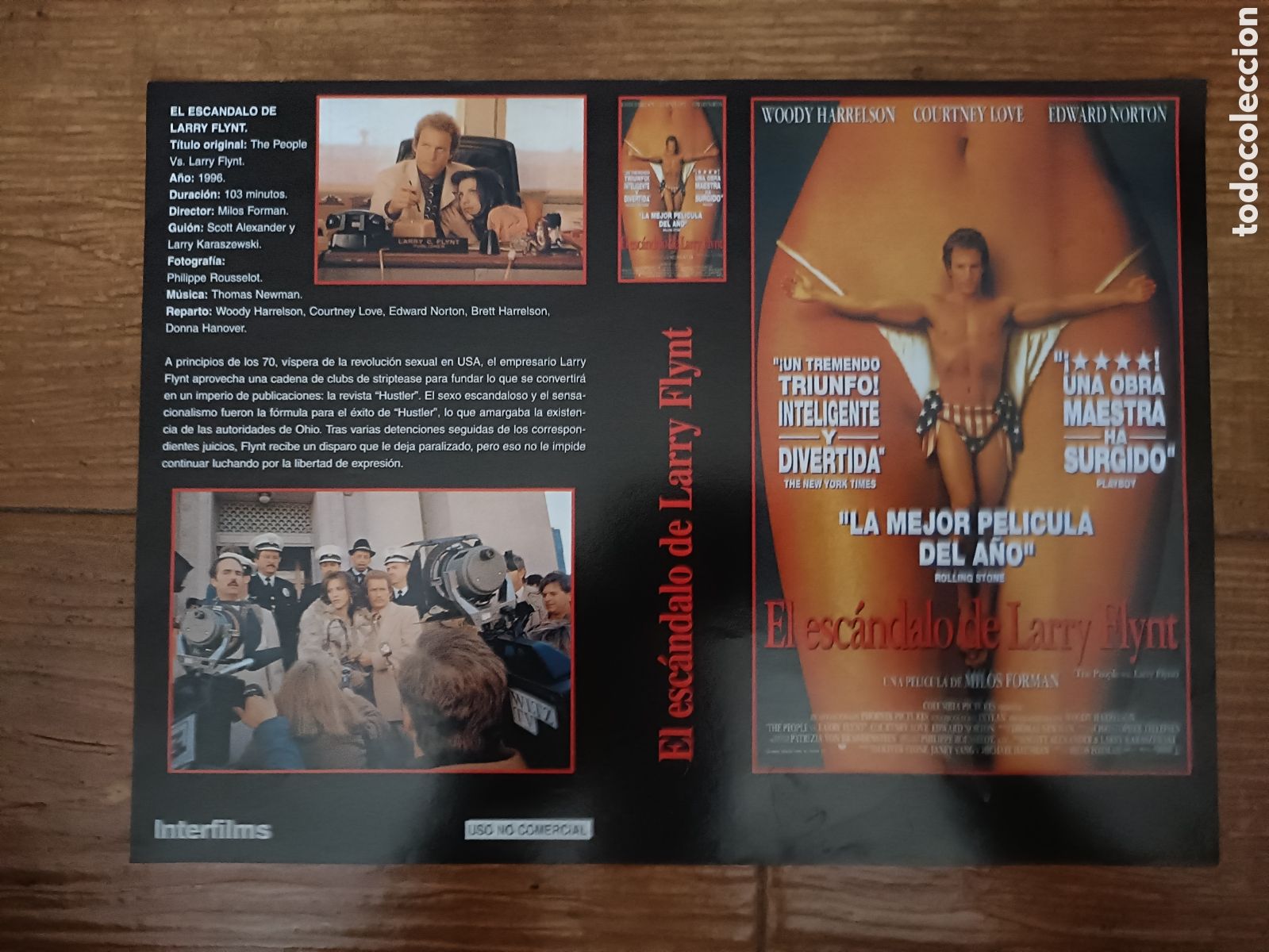 Cine: Car&aacute;tula Interfilms VHS El Esc&aacute;ndalo de Larry Flynt