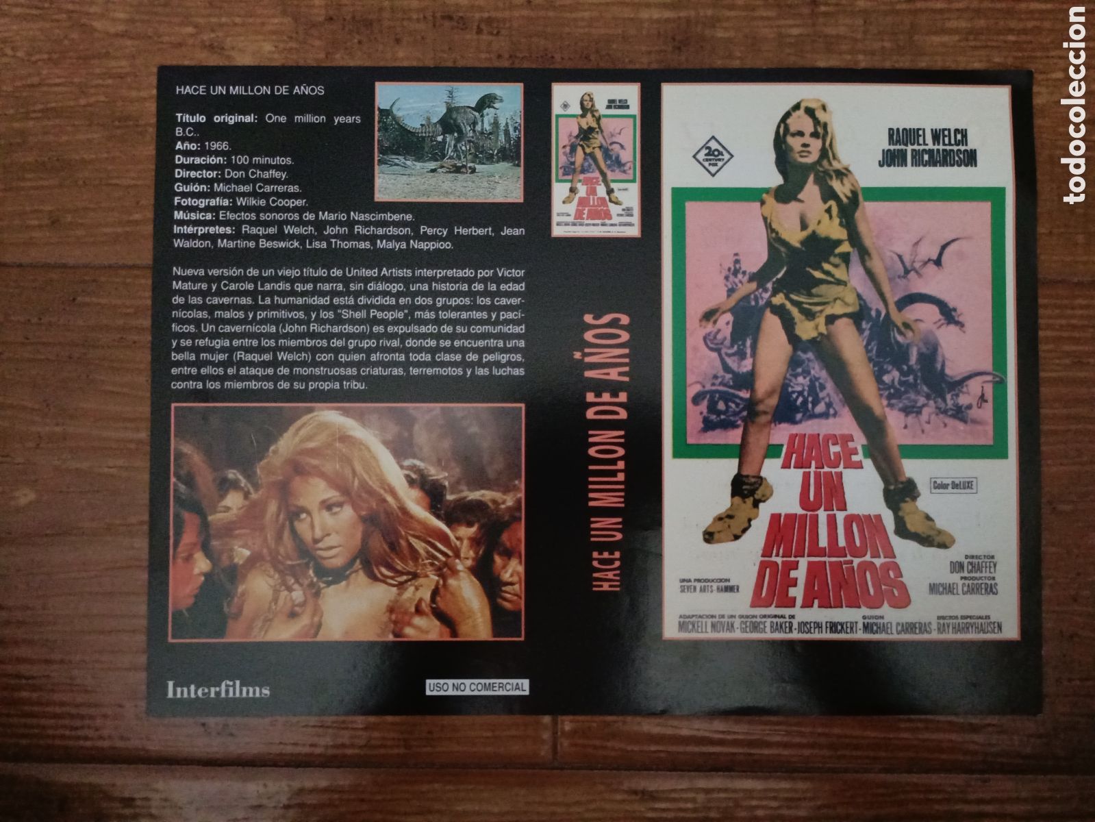 Cine: Car&aacute;tula Interfilms VHS Hace un mill&oacute;n de a&ntilde;os