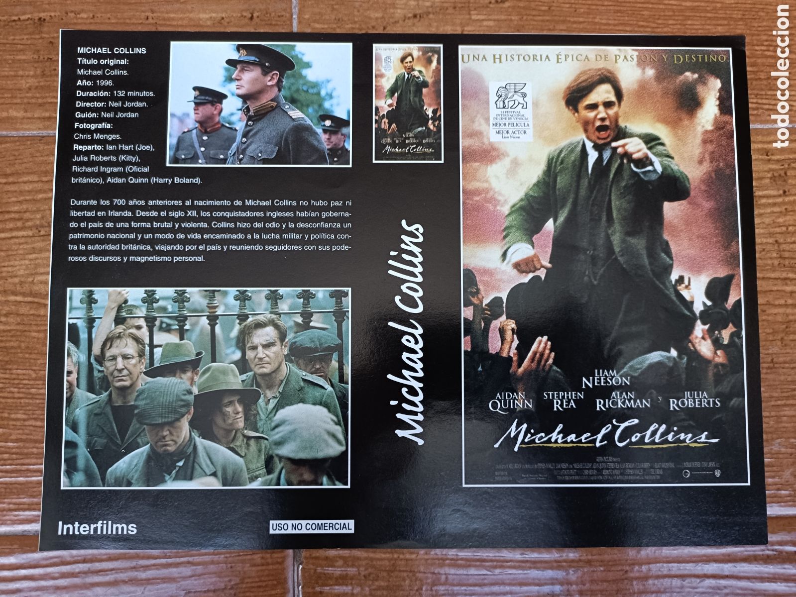 Cine: Car&aacute;tula Interfilms VHS Michael Collins/La Novicia 2x1
