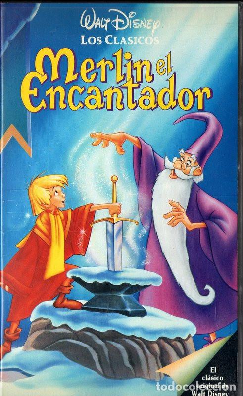 Cine: Caja y car&aacute;tula originales Merl&iacute;n el Encantador (Disney) VHS (NO CINTA)