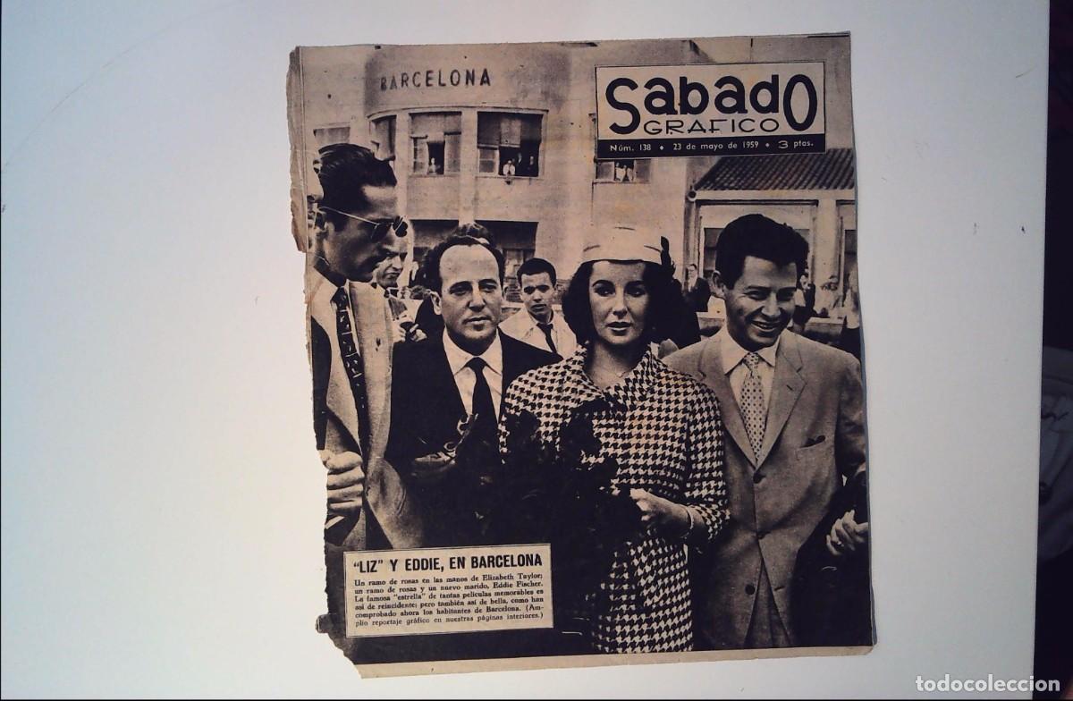 Cine: RECORTE PORTADA 1959 ELIZABETH TAYLOR EDDIE FISHER EN BARCELONA SPAIN