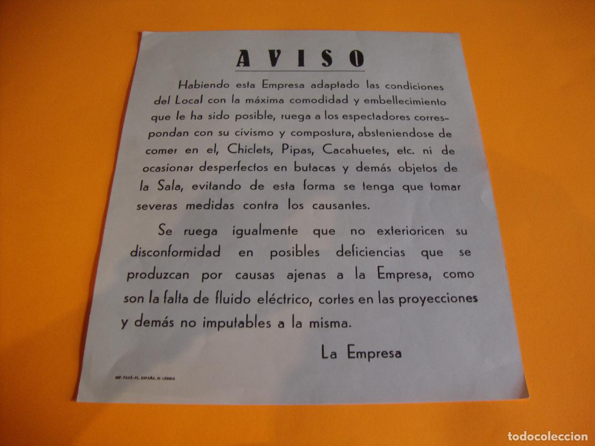 Kino: CARTEL POSTER AVISO PROHIBICION COMER CHICLETS PIPAS CACAHUETES EN LA SALA DE CINE M