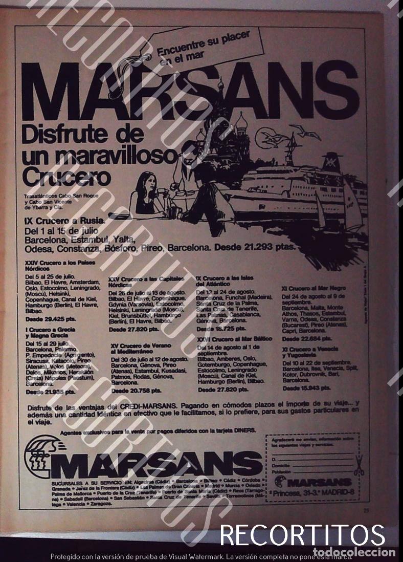 Cin&eacute;ma: marsans viajes anuncio publicidad 1974