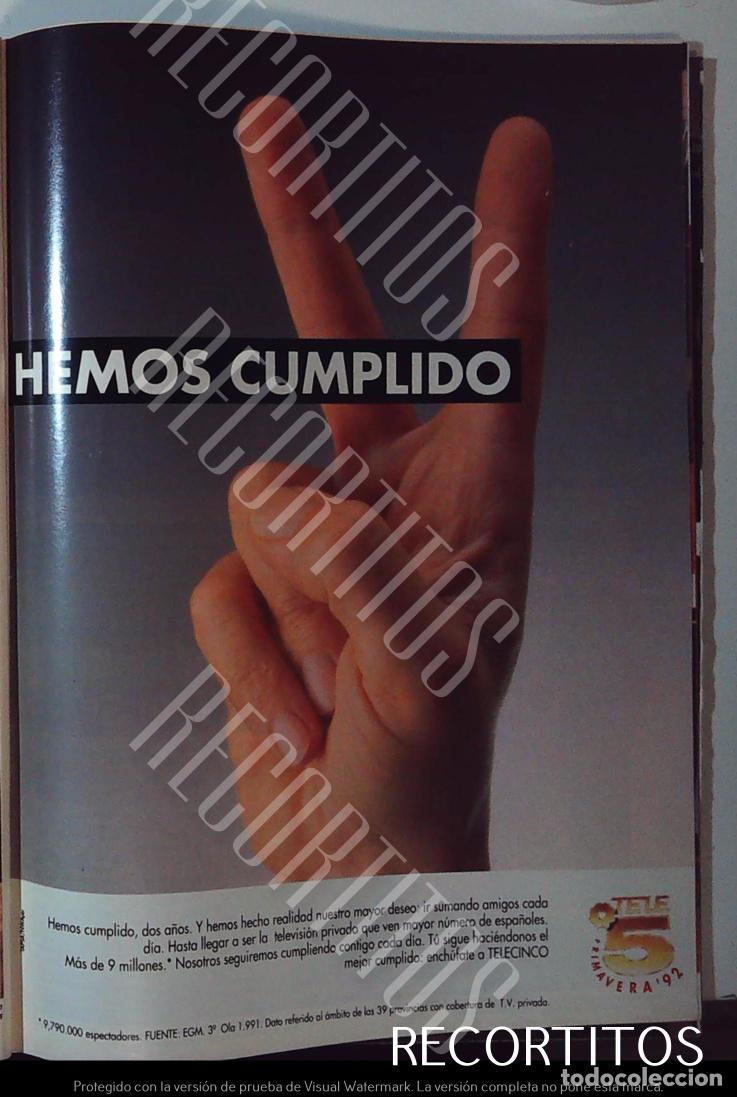 Cine: anuncio tele cinco 5 primavera 92 - Foto 1