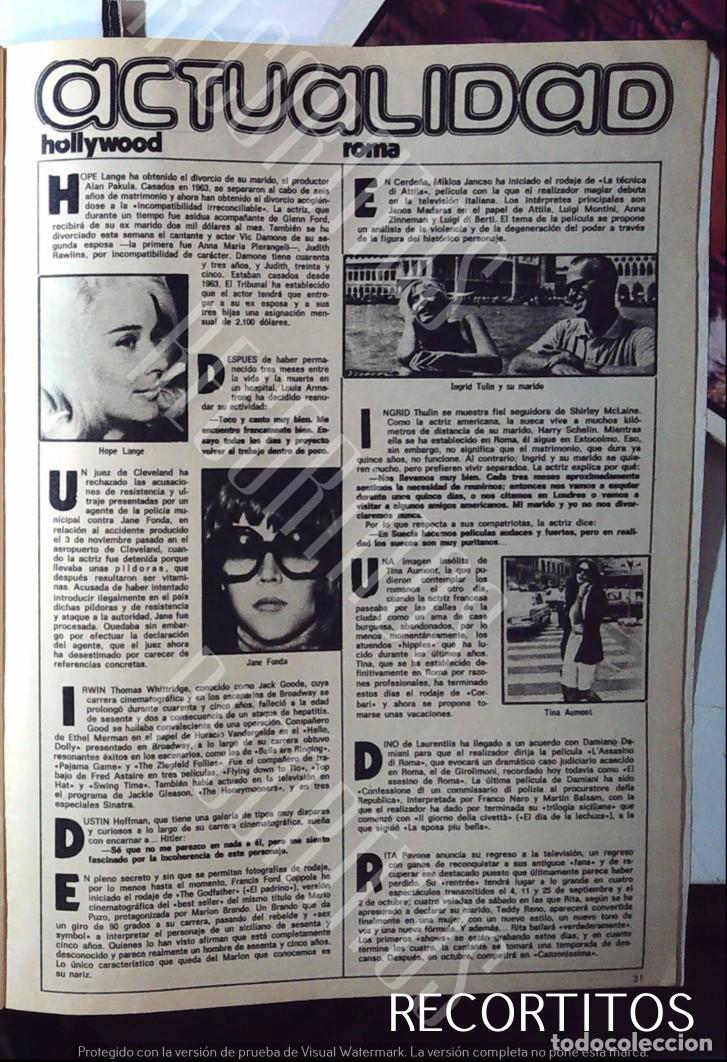 Cinema: WALDO DE LOS RIOS JOSE LUIS LOPEZ VAZQUEZ TRAVESTI HOPE LANGE TINA AUMONT JANE FONDA INGRID TULIN
