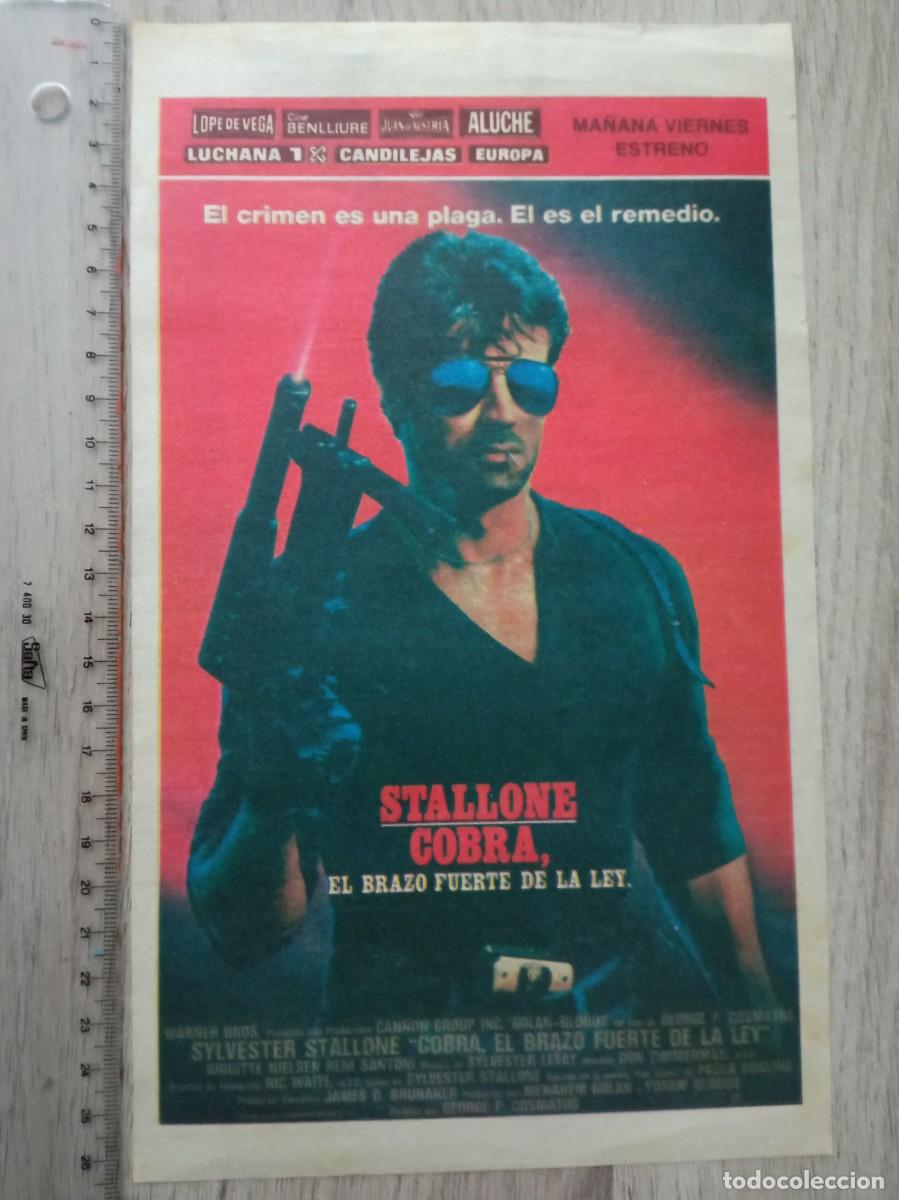 Cine: COBRA, EL BRAZO FUERTE DE LA LEY, SYLVESTER STALLONE, CINES DE MADRID