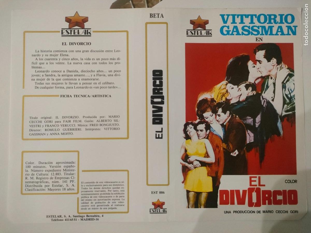 Cine: SUBASTA DE CARATULAS - 287 EL DIVORCIO ESTELAR BETA - Foto 1