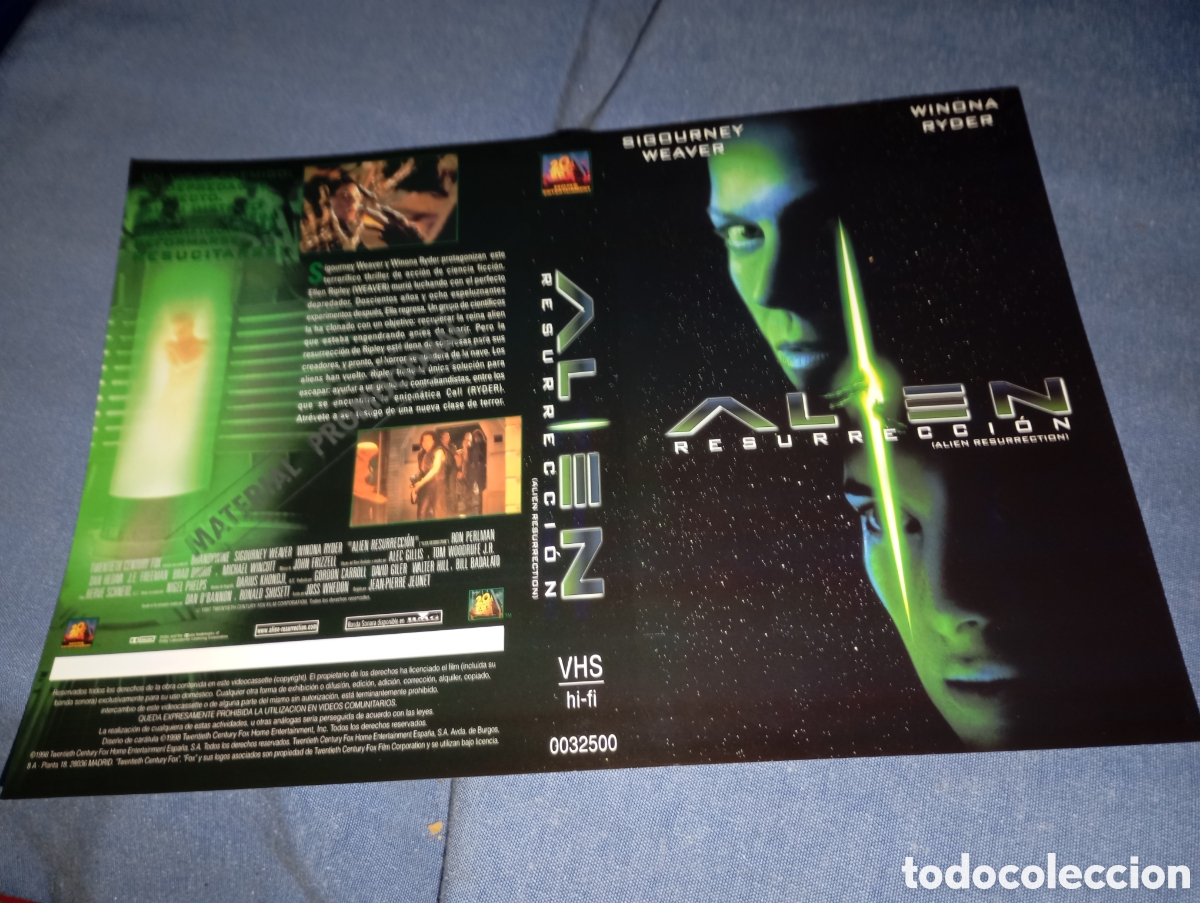 Cine: Car&aacute;tula vhs- alien resurrecci&oacute;n - promocional