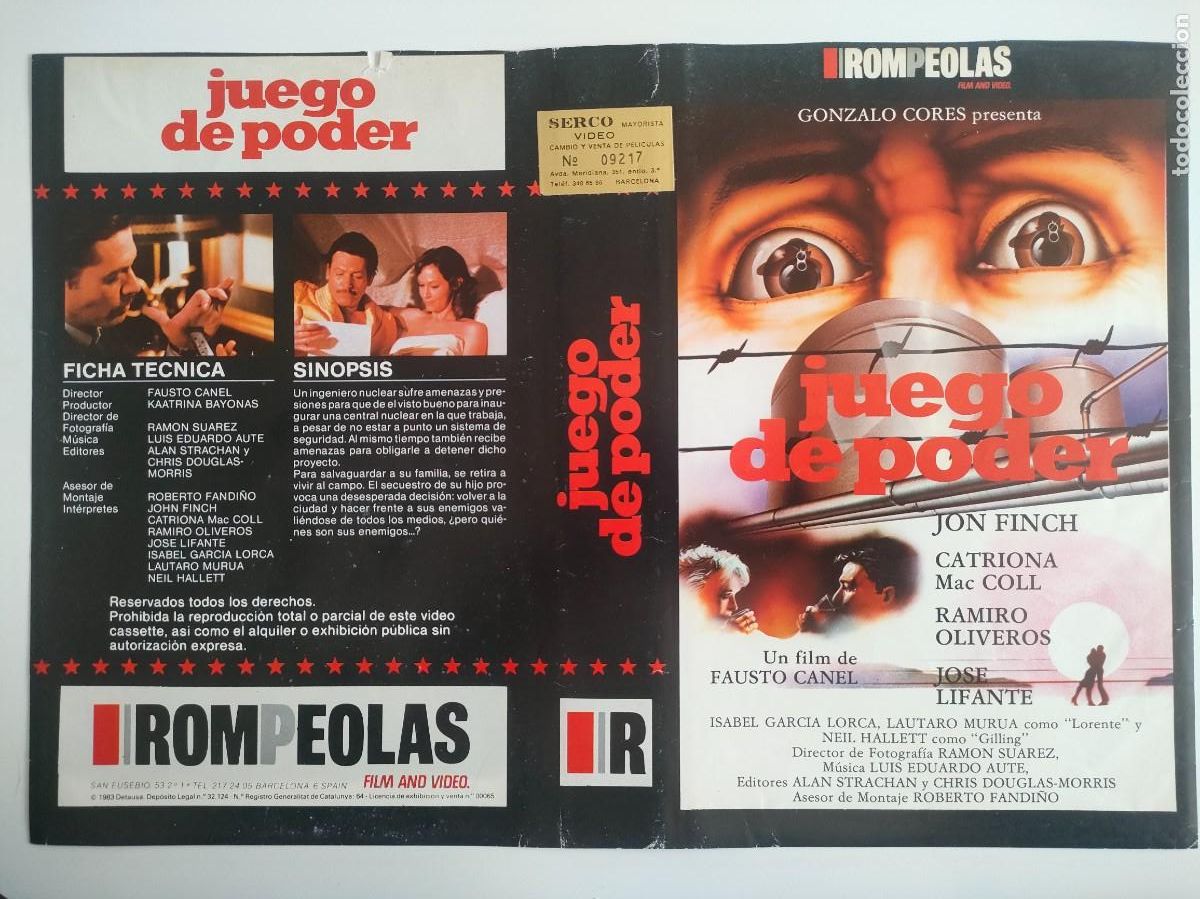 Cine: SUBASTA DE CARATULAS N&ordm;144 - JUEGO DE PODER ROMPEOLAS - Foto 1
