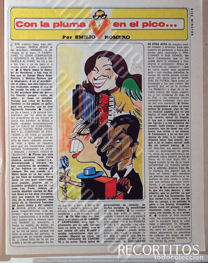 Cine: EMILIO ROMERO CON LA PLUMA EN EL PICO MARIA JESUS Y SU ACORDEON MASSIEL