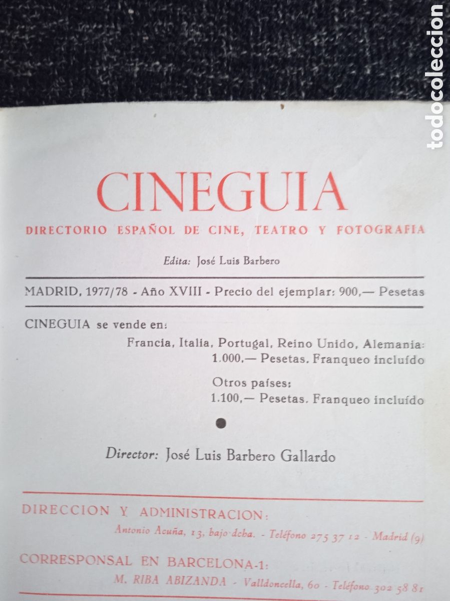 Cin&eacute;ma: CINEGUIA. DIRECTORIO DEL CINE ESPA&Ntilde;OL. MADRID 1977 / 78 -FOTOGRAFIAS DE TODOS ARTISTAS DE LA EPOCA