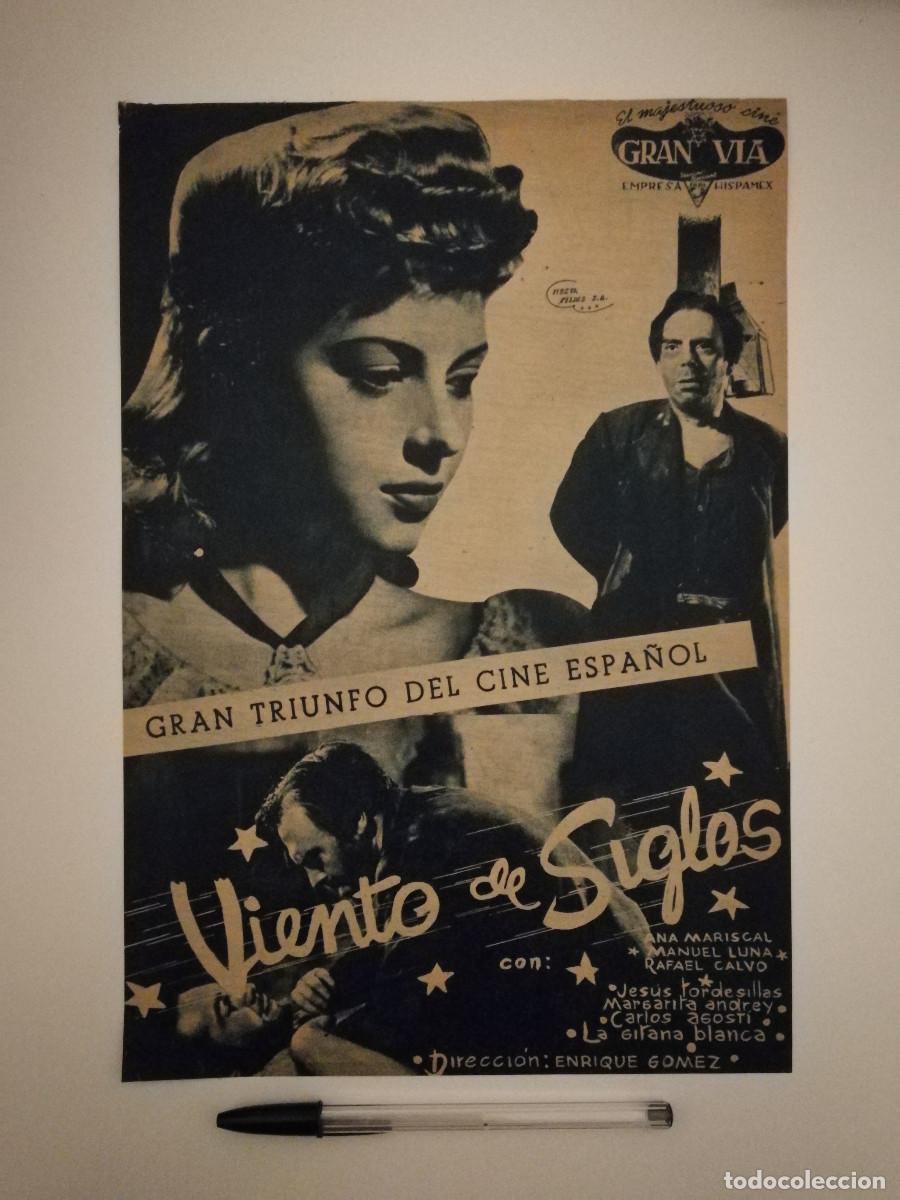 Kino: ANTIGUO ANUNCIO ENCARTONADO - A4- VIENTO DE SIGLOS - ANA MARISCAL -ENRIQUE GOMEZ - CINE ESPA&Ntilde;OL