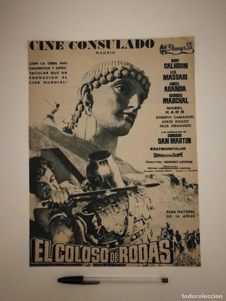 Cine: ANTIGUO ANUNCIO ENCARTONADO - EL COLOSO DE RODAS - PEPLUM - LEA MASSARI