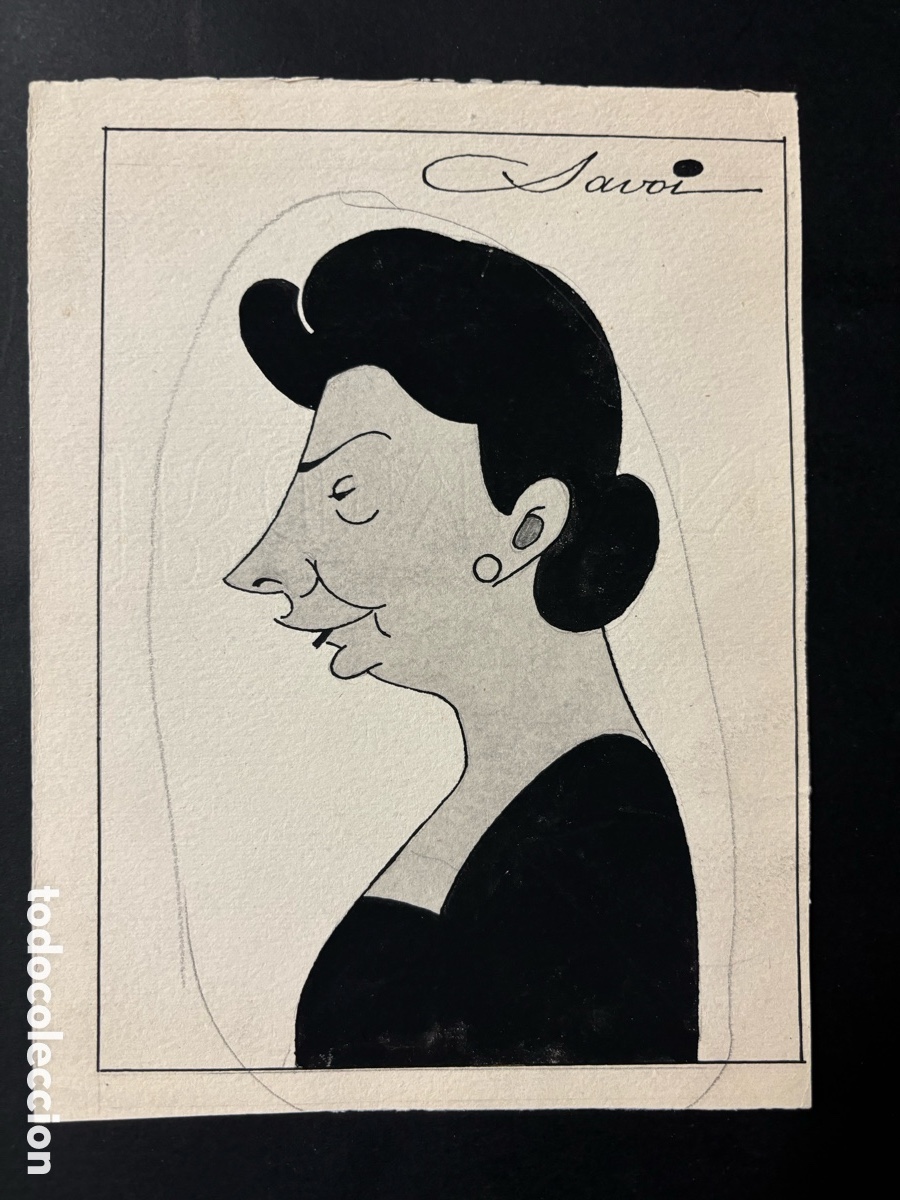 Cinema: Caricatura dibujo original de Lola Membrives firmada por Savoi