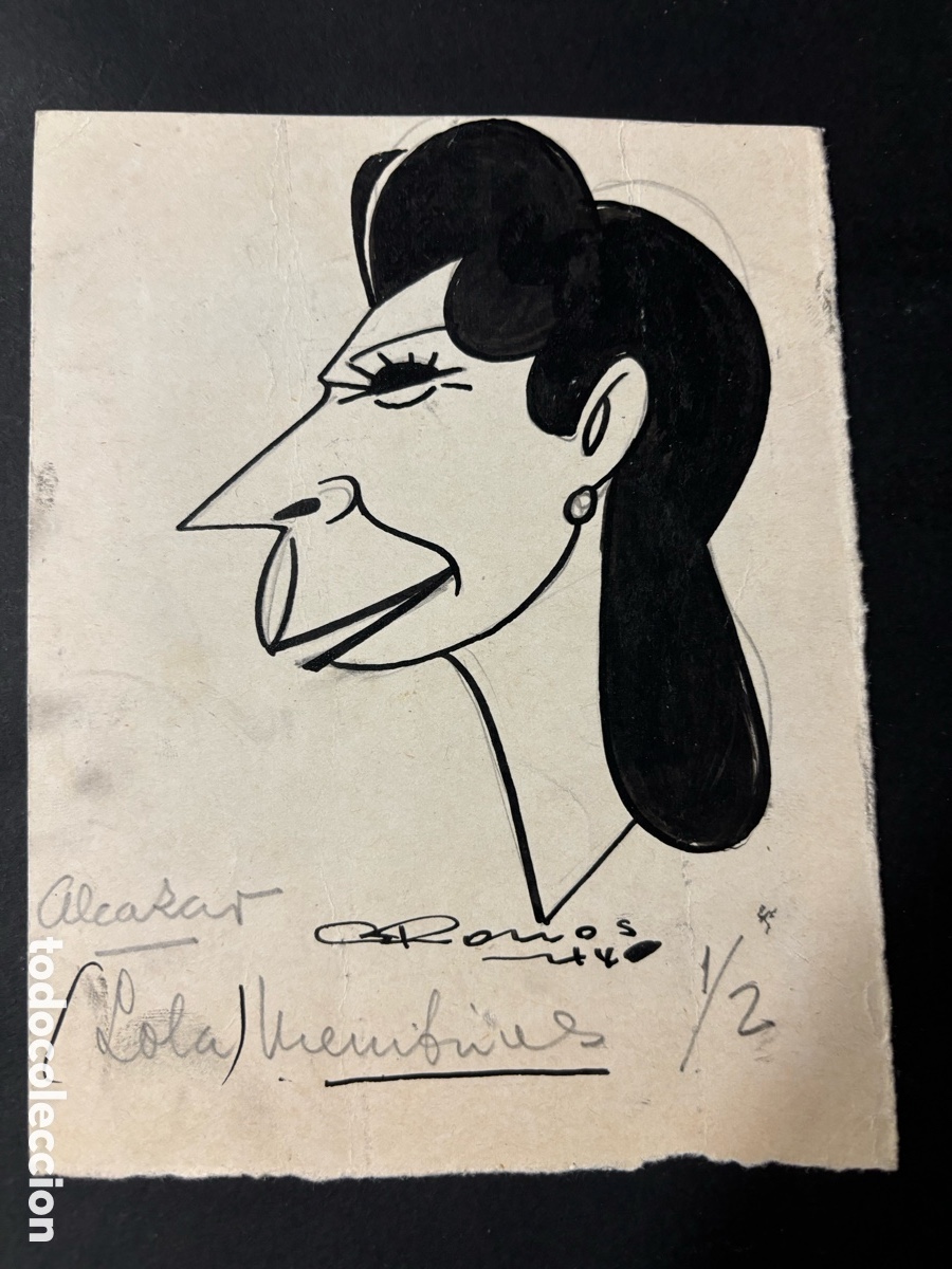 Cinema: Caricatura dibujo original de Lola Membrives firmado por Cronos