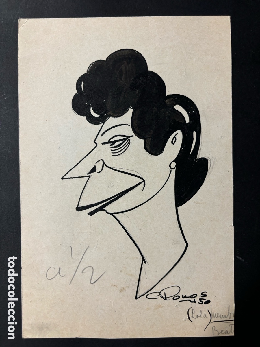 Cinema: Caricatura dibujo original de Lola Membrives firmado por Cronos