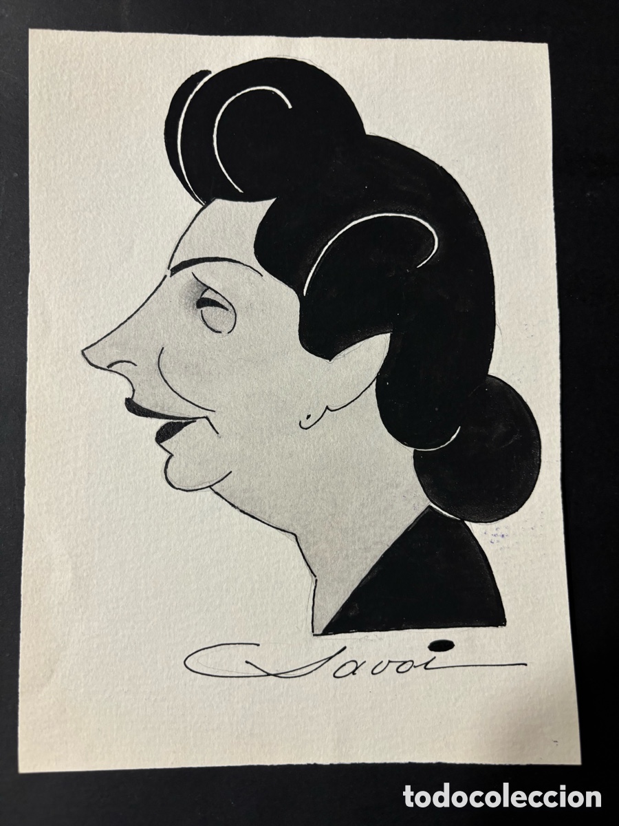 Cinema: Caricatura dibujo original de Lola Membrives firmado por Savoi
