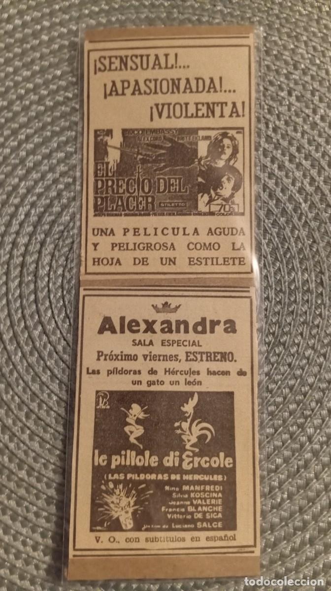 Cinema: 1 MARCAPAGINAS **.EL PRECIO DEL PLACER. LE PILLOLE DE ERCOLE ** PUBLICIDAD ABC MADRID 1970