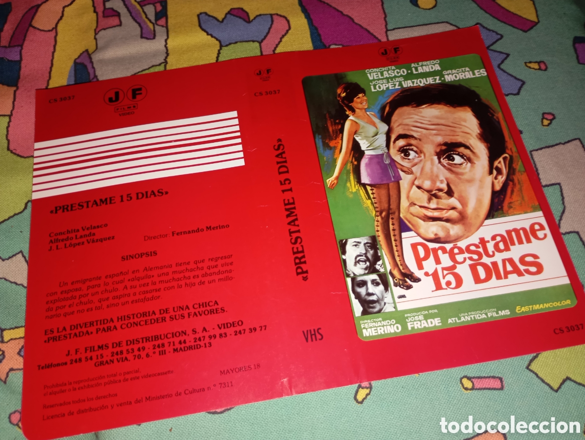 Cinema: Car&aacute;tula vhs- prestame 15 dias- Jos&eacute; frade
