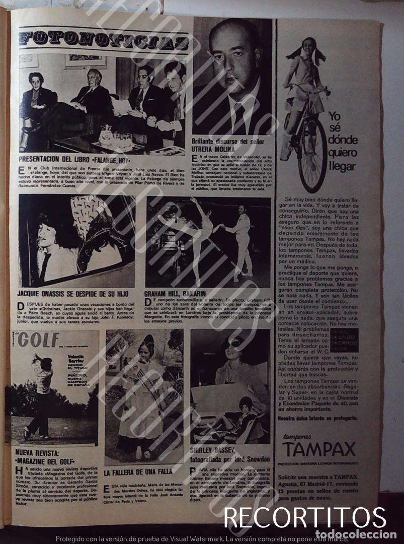 Cinema: TAMPAX FALLERA MAYOR JACQUELINE ONASSIS GRAHAM HILL UTRERA MOLINALA FALANGE PILAR PRIMO DE RIVERA