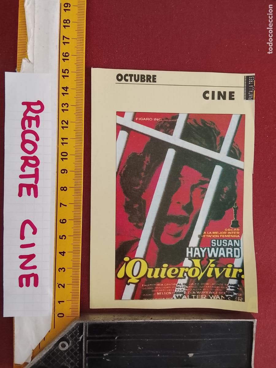 Cinema: RECORTE CINEMATOGRAFICO RECORTE PORTADA PELICULA CINE - QUIERO VIVIR SUSAN HAYWARD