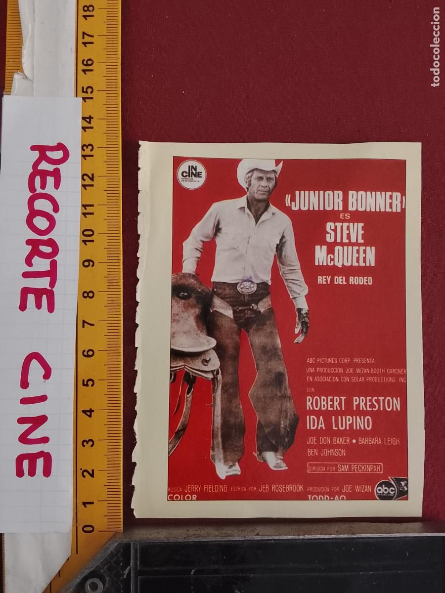 Cinema: RECORTE CINEMATOGRAFICO RECORTE PORTADA PELICULA CINE - JUNIOR BONNER STEVE MCQUEEN