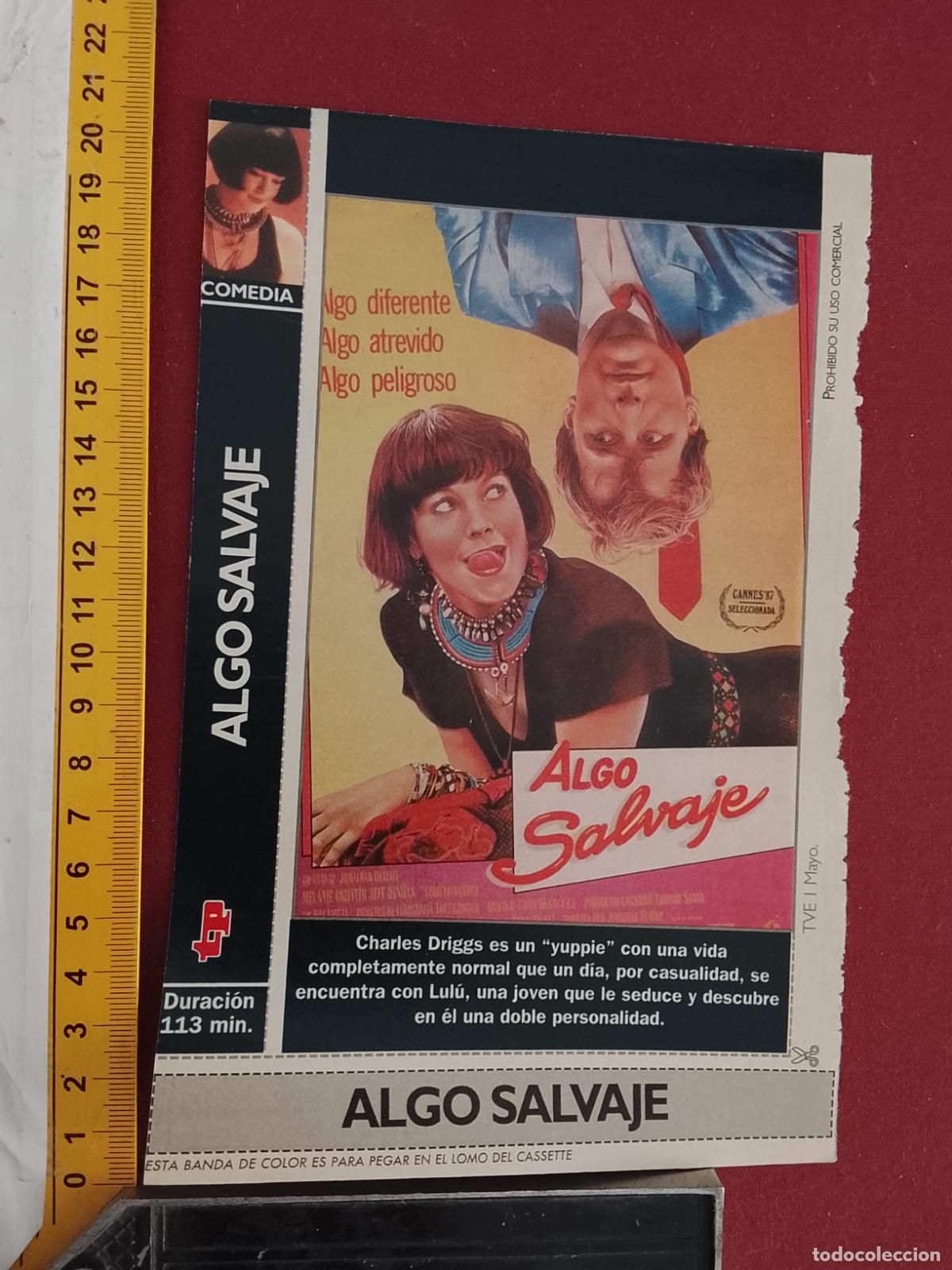 Cinema: RECORTE CINEMATOGRAFICO RECORTE PORTADA PELICULA CINE DE REVISTA - ALGO SALVAJE