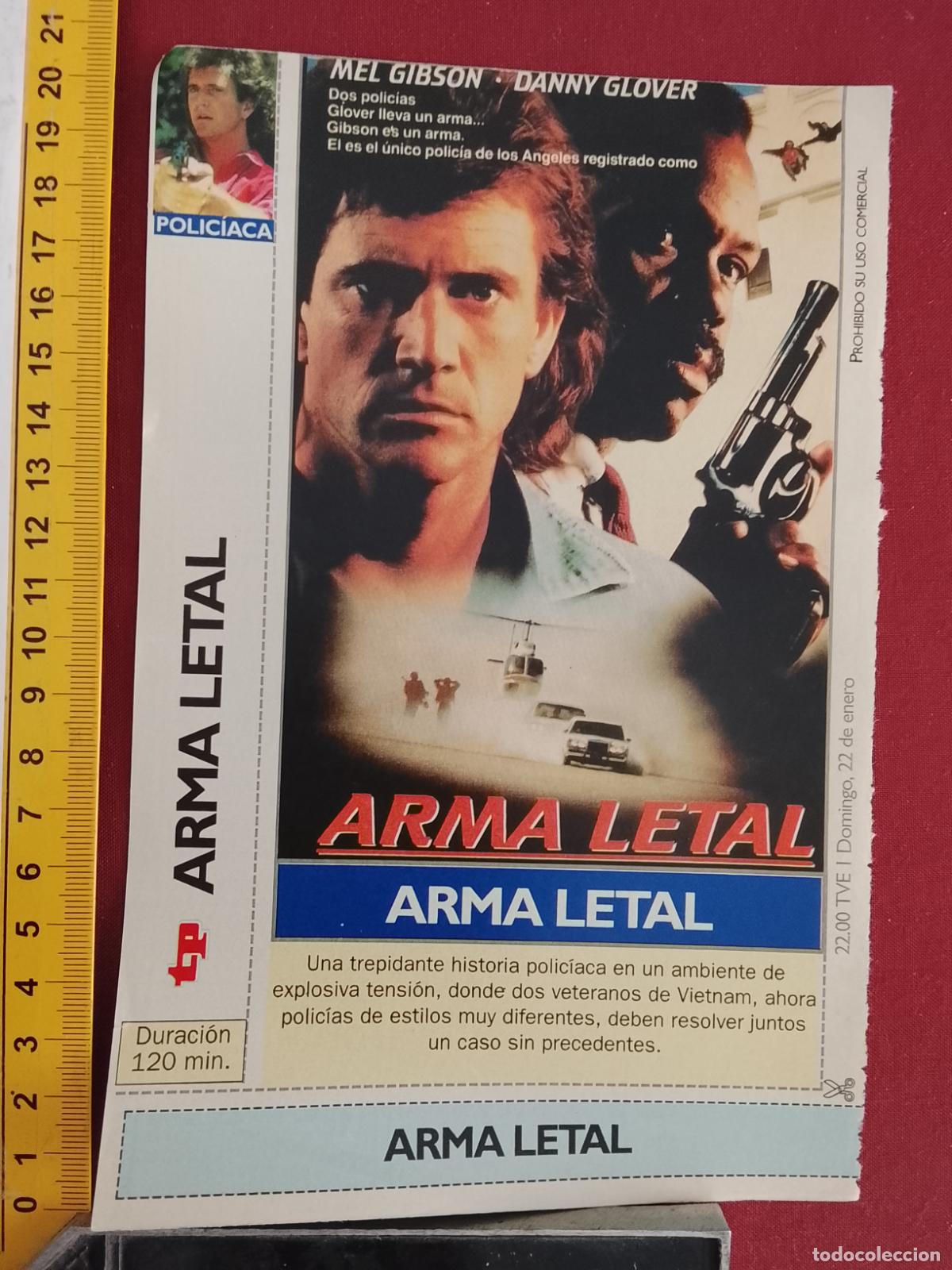 Cinema: RECORTE CINEMATOGRAFICO RECORTE PORTADA PELICULA CINE DE REVISTA - ARMA LETAL