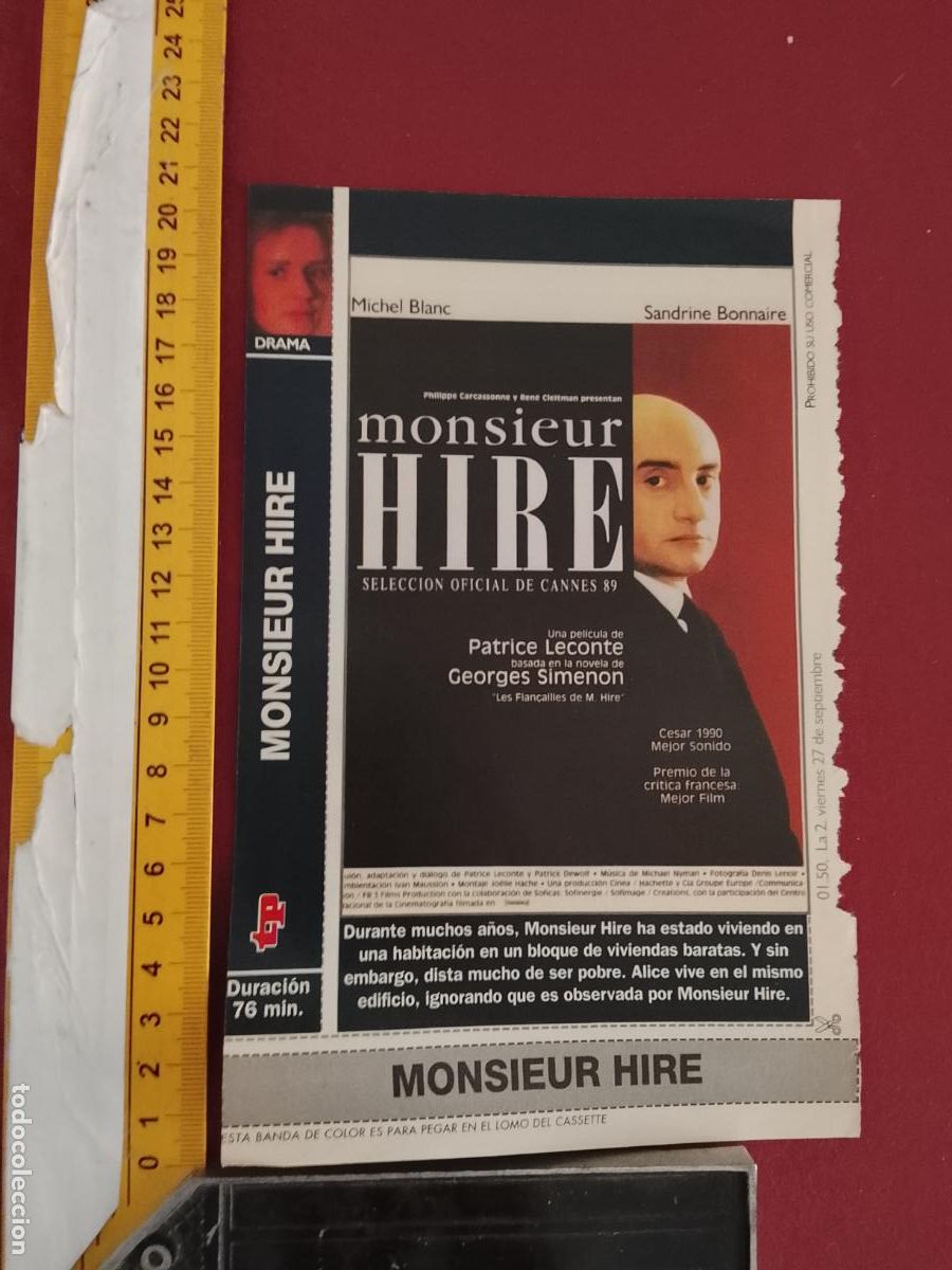 Cinema: RECORTE CINEMATOGRAFICO RECORTE PORTADA PELICULA CINE DE REVISTA - &acute;MONSIEUR HIRE