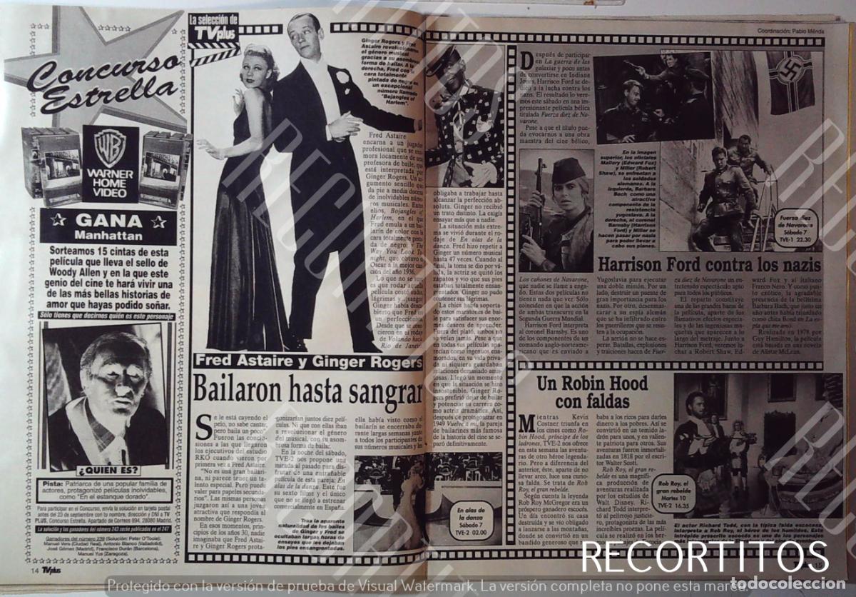 Cine: GINGER ROGERS FRED ASTAIRE BARBARA BACH HARRISON FORD RICHARD TODD ROB ROY