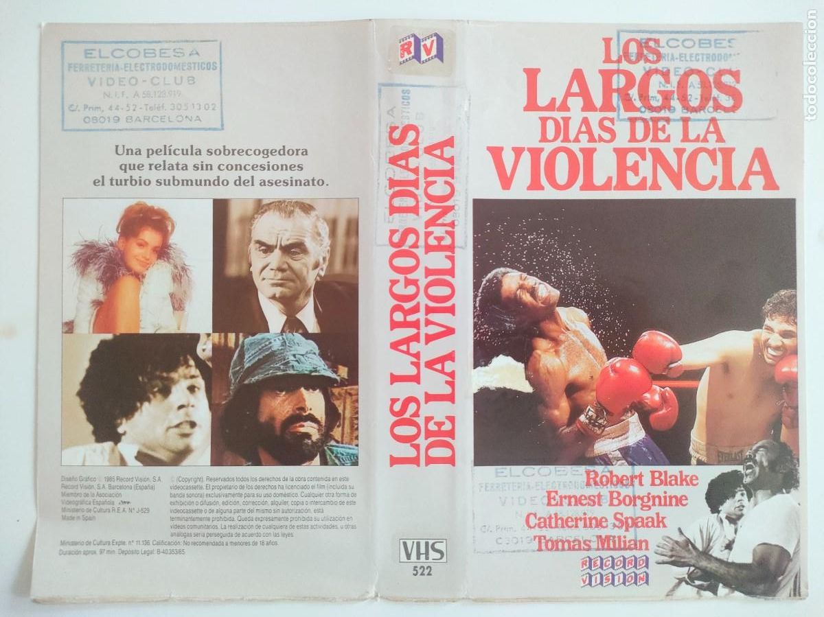 Cinema: SUBASTA DE CARATULAS - 107 LOS LARGOS DIAS DE LA VIOLENCIA RV VHS