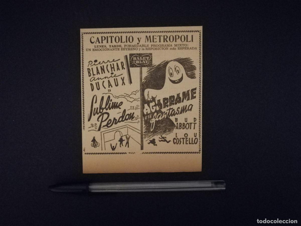 Cinema: ANTIGUO ANUNCIO ENCARTONADO - DOBLE PROGRAMA BARCELONA - AGARREME ESE FANTASMA - ABBOTT COSTELLO