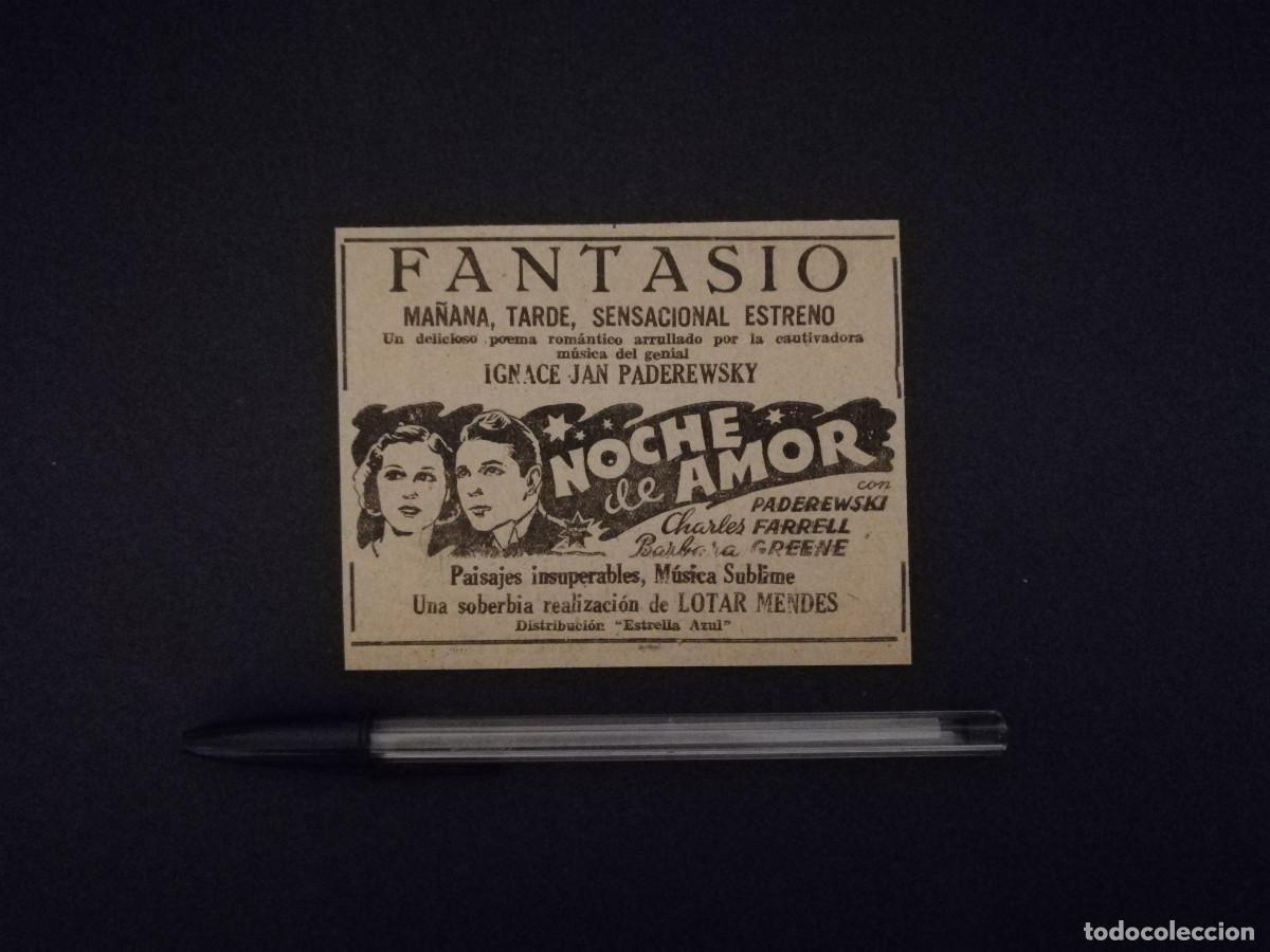 Cinema: ANTIGUO ANUNCIO ENCARTONADO - NOCHE DE AMOR - BARBARA GREENE - CINE FANTASIO BARCELONA