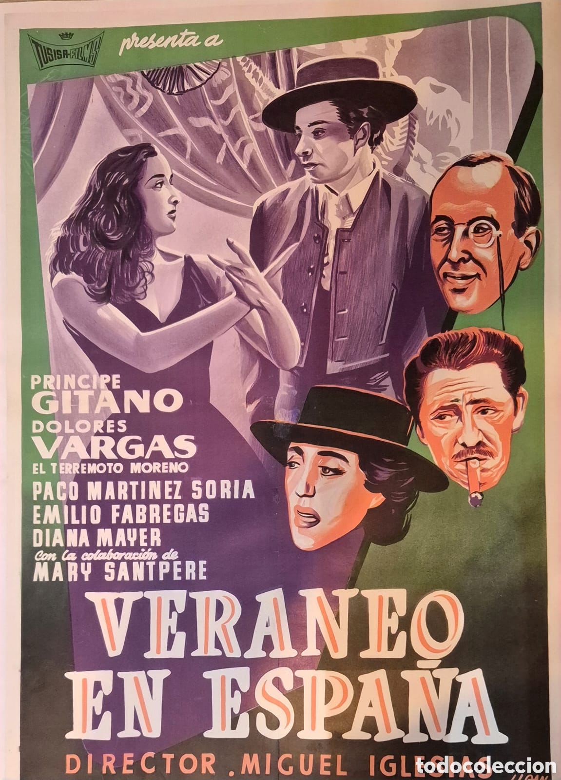 Cine: POSTER ENTELADO (LINEN BACKED) DE LA PELICULA &rdquo;VERANEO EN ESPA&Ntilde;A, DE 1966 LITOGRAFIA