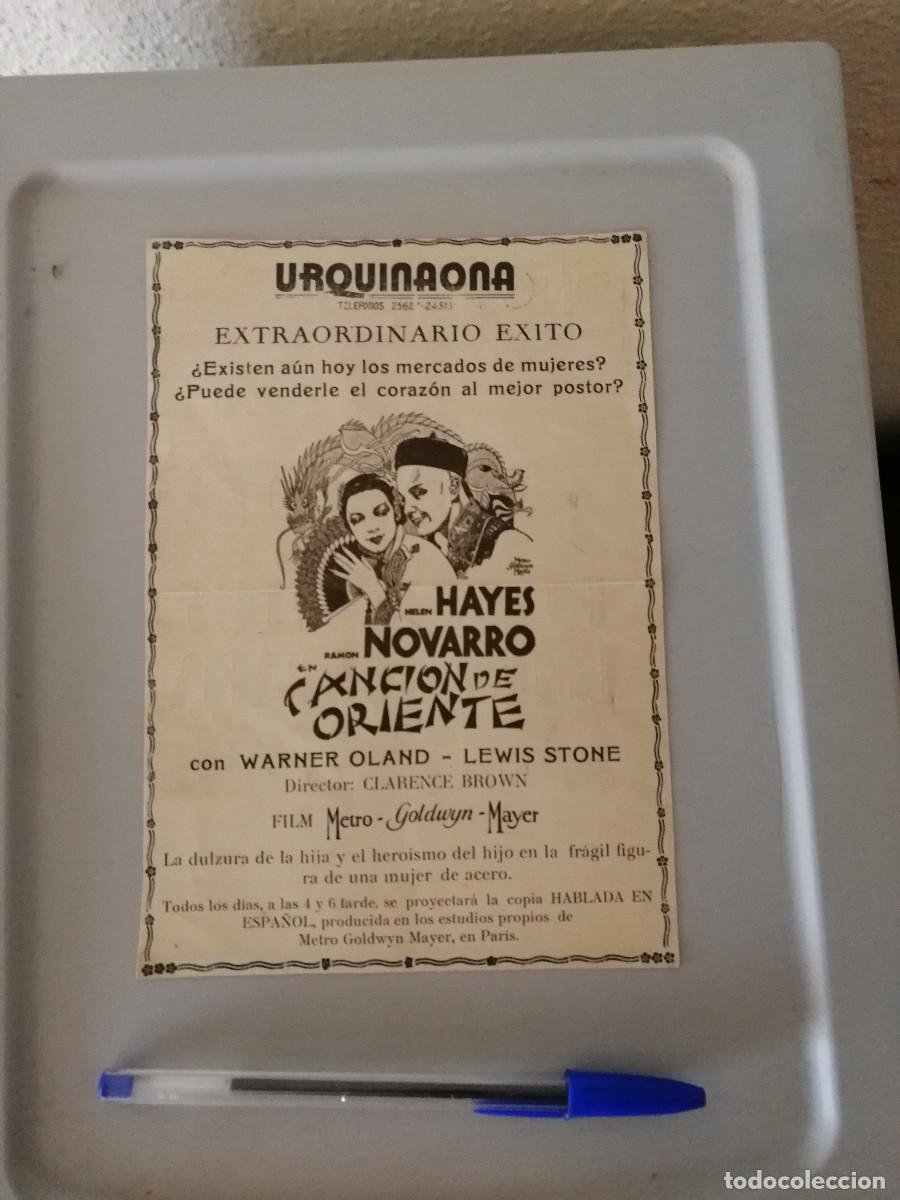 Cinema: ANTIGUO ANUNCIO ENCARTONADO - LA CANCION DE ORIENTE - RAMON NOVARRO - HELEN HAYES - CINE URQUINAONA