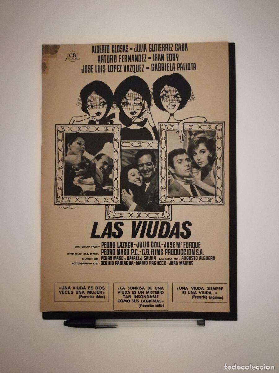Kino: ANTIGUO ANUNCIO ENCARTONADO -A4- LAS VIUDAS - ALBERTO CLOSAS - JULIA GUTIERREZ CABA - CINE ESPA&Ntilde;OL
