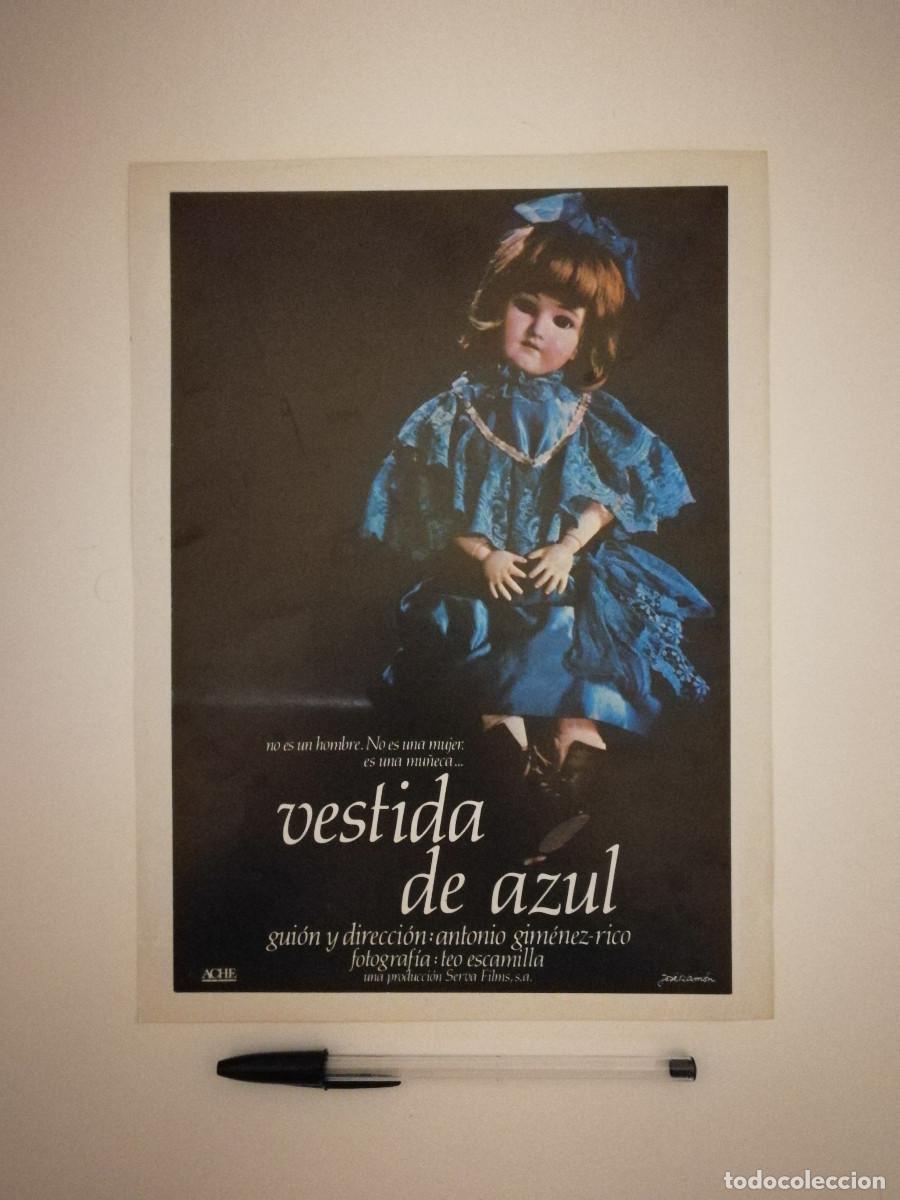 Kino: ANTIGUO ANUNCIO ACARTONADO -20*25- VESTIDA DE AZUL - DOCUMENTAL - Antonio Gim&eacute;nez Rico- MU&Ntilde;ECA