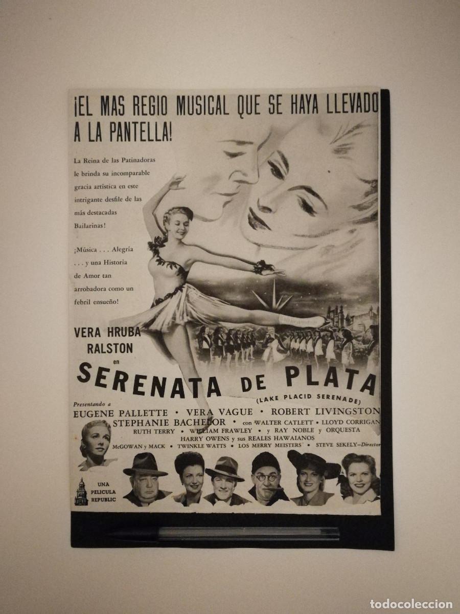 Kino: ANTIGUO ANUNCIO ENCARTONADO -A4- SERENATA DE PLATA - Lake Placid Serenade - Vera Ralston